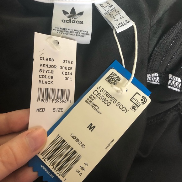 Adidas adicolor white/black 3 stripes bodysuit NWT - Picture 8 of 8